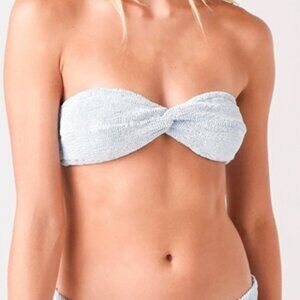 Hunza G Ariel Twist Front Bandeau Bikini Top Baby Blue OS